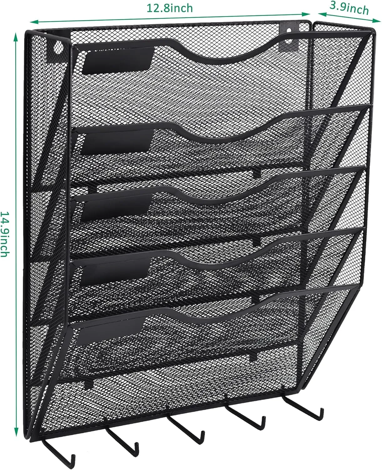 EASEPRES 5 Pocket Hanging File Organizer with Hooks, Black