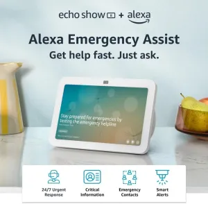 Echo Show 8 (3rd Gen, 2023 release)   Alexa Emergency Assist Monthly (auto-renewal) | With Spatial Audio and Smart Home Hub | Glacier White