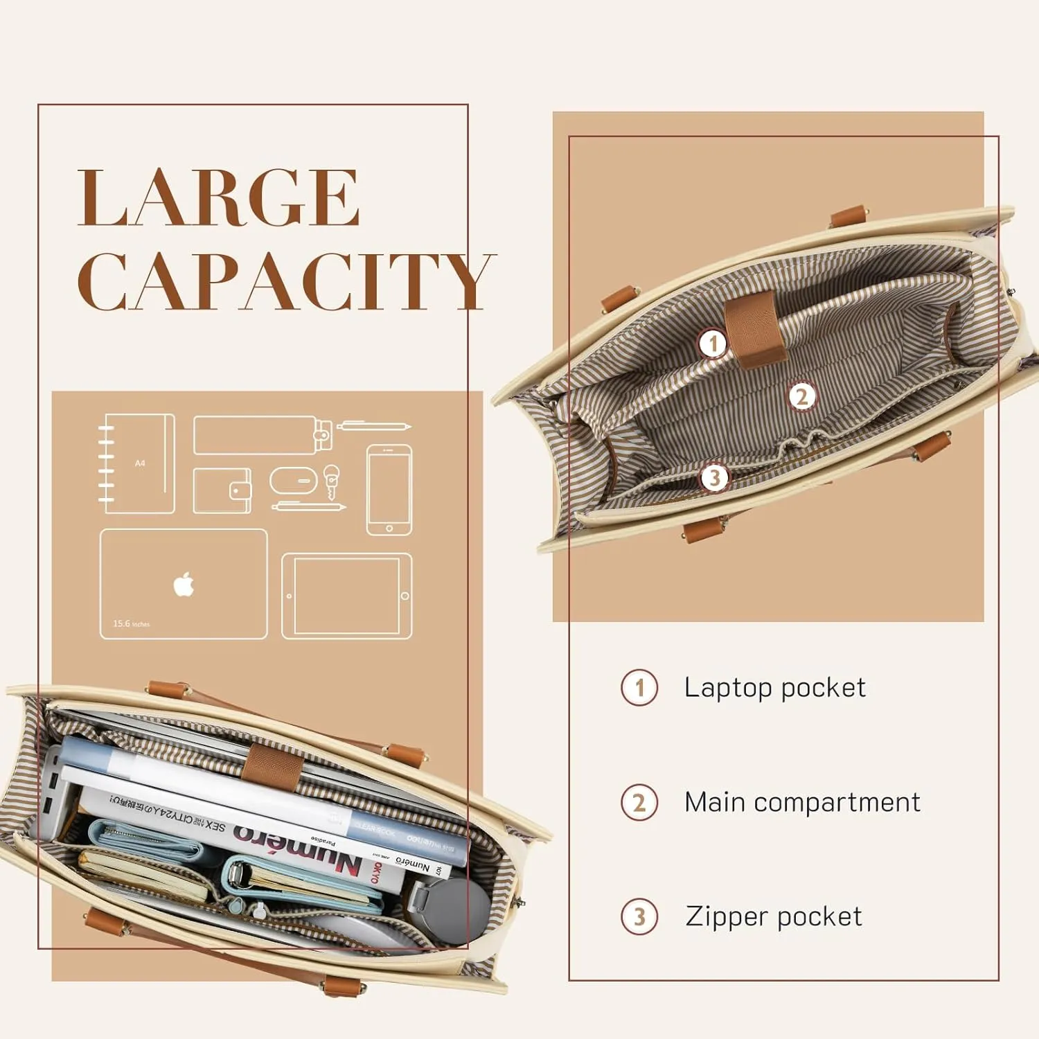 ECOSUSI Laptop Tote Bag Laptop Bag 15.6 inch Work Shoulder Briefcase Computer Messenger with Clutch Satchel Handbag 2 PCS Set