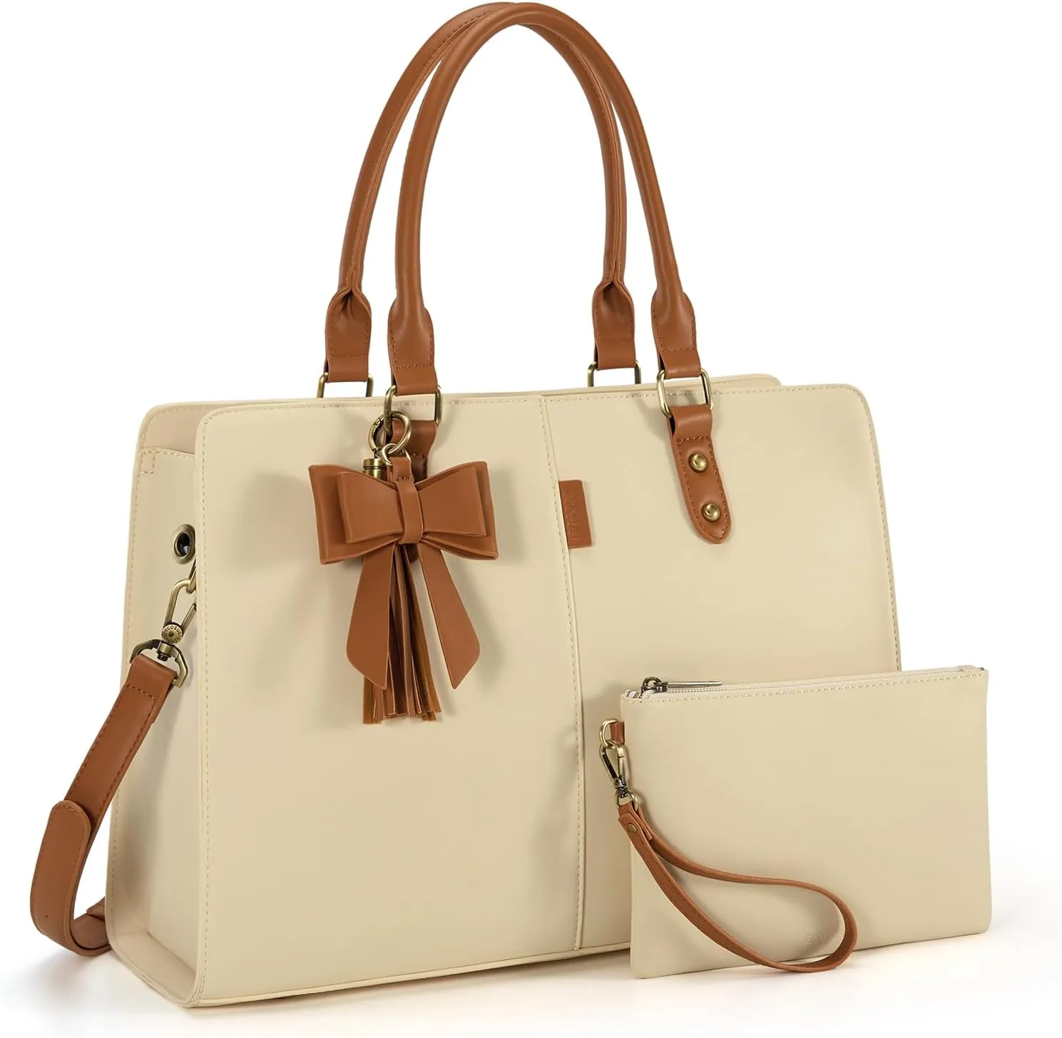 ECOSUSI Laptop Tote Bag Laptop Bag 15.6 inch Work Shoulder Briefcase Computer Messenger with Clutch Satchel Handbag 2 PCS Set
