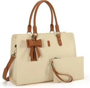 ECOSUSI Laptop Tote Bag Laptop Bag 15.6 inch Work Shoulder Briefcase Computer Messenger with Clutch Satchel Handbag 2 PCS Set