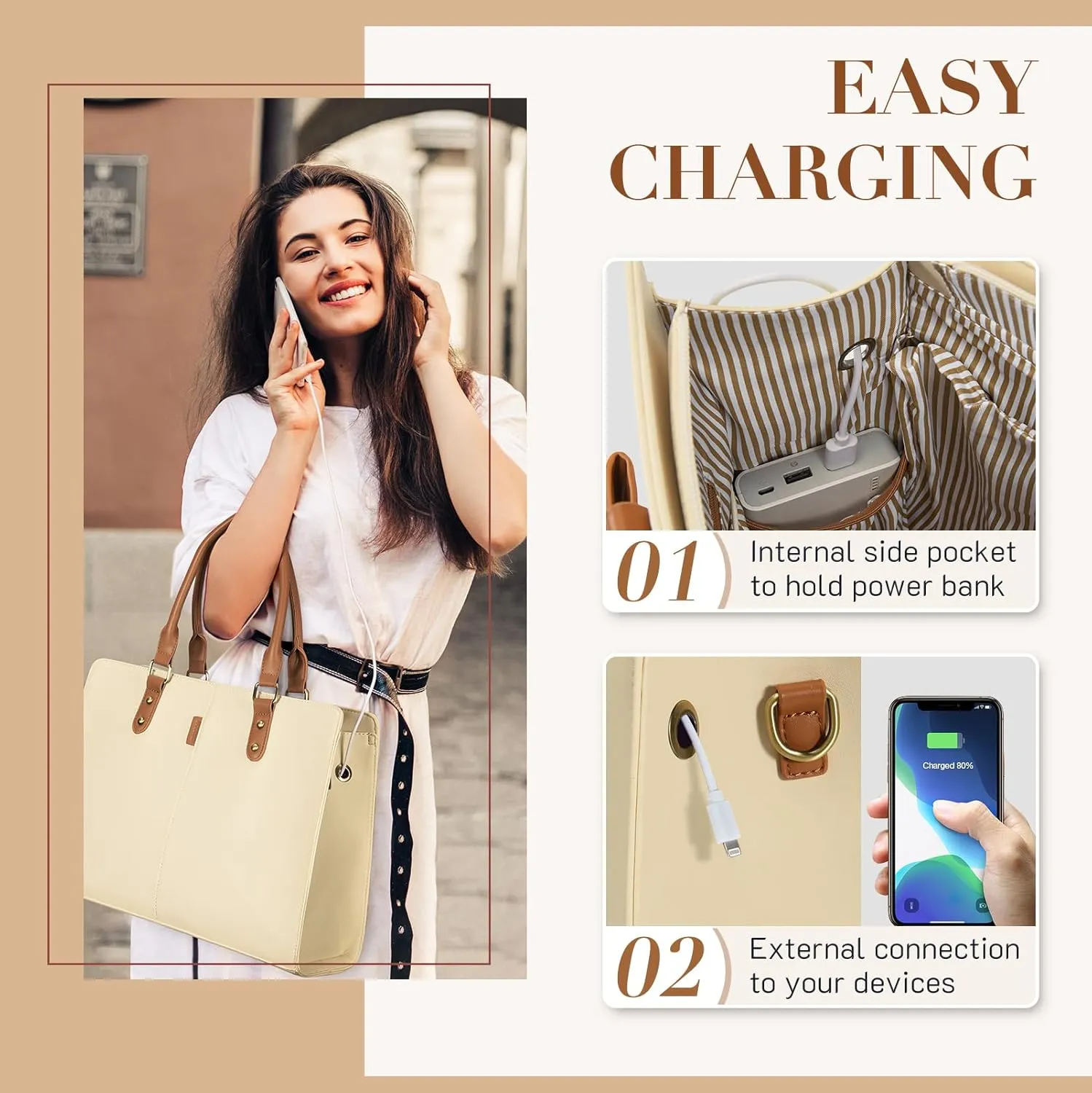 ECOSUSI Laptop Tote Bag Laptop Bag 15.6 inch Work Shoulder Briefcase Computer Messenger with Clutch Satchel Handbag 2 PCS Set