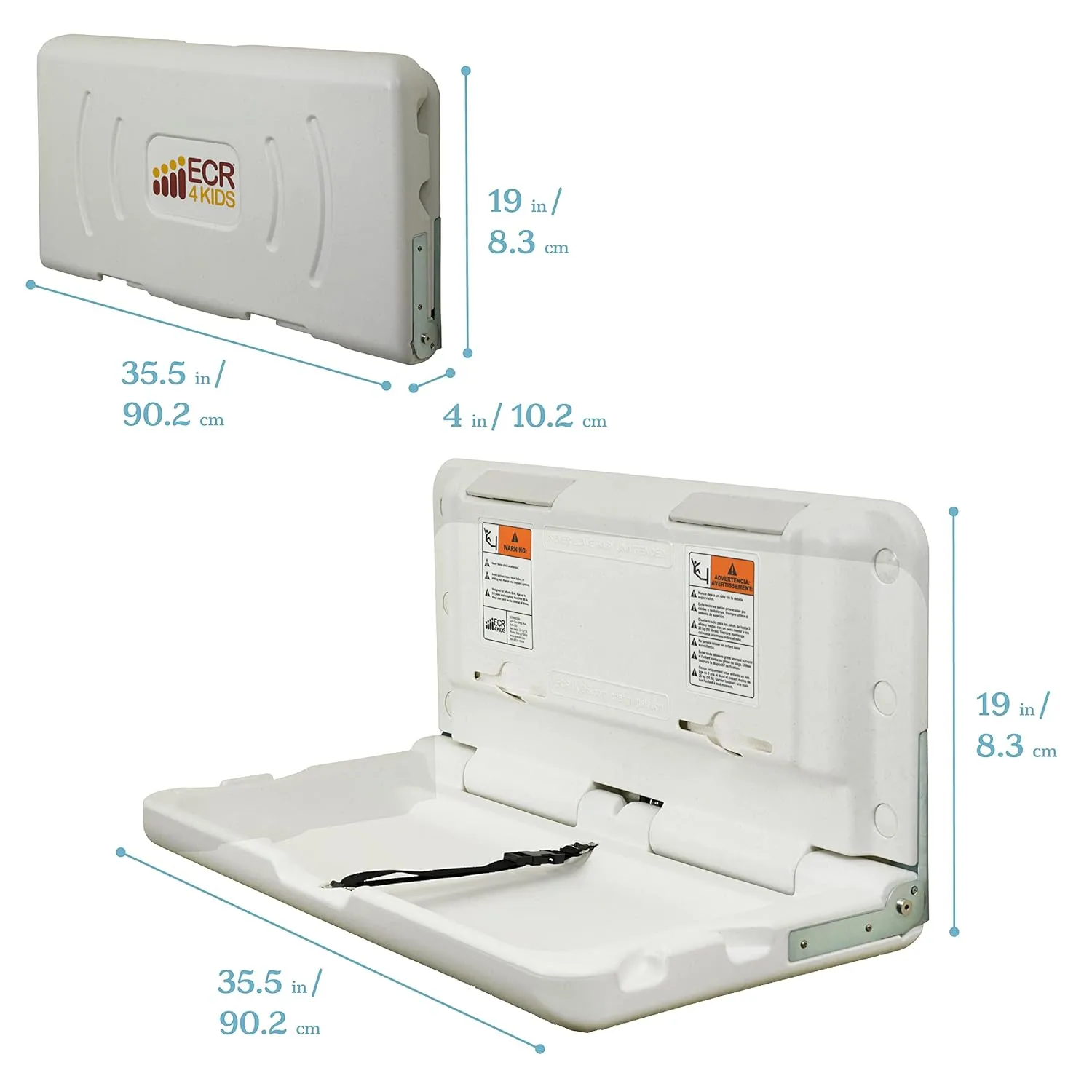 ECR4Kids Horizontal Diaper Changing Station, Wall-Mounted, White Granite