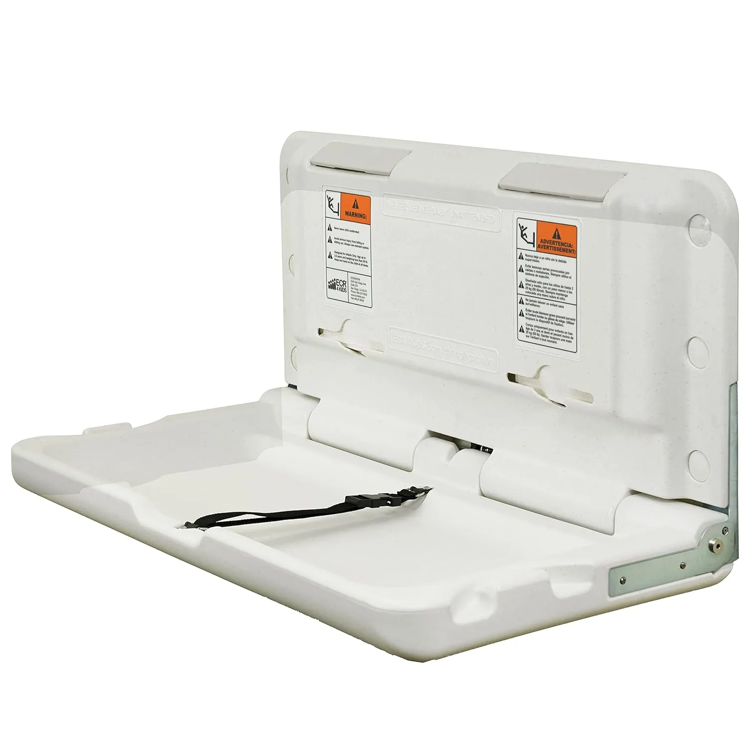 ECR4Kids Horizontal Diaper Changing Station, Wall-Mounted, White Granite