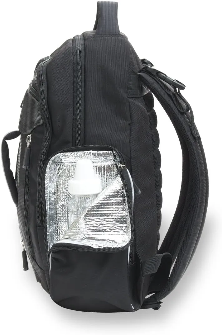 Eddie Bauer Places & Spaces Bridgeport Diaper Bag Backpack, Cooler Bottle Pockets and Changing Pad Included, Black, 1 Count (Pack of 1)
