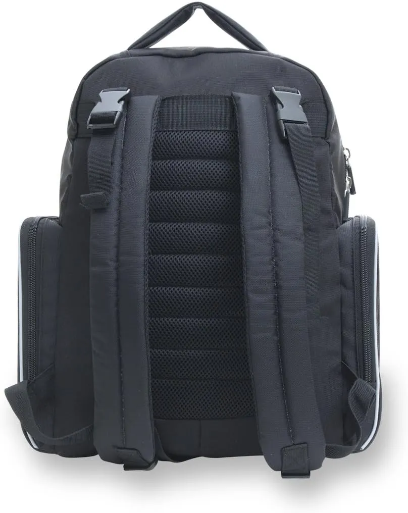 Eddie Bauer Places & Spaces Bridgeport Diaper Bag Backpack, Cooler Bottle Pockets and Changing Pad Included, Black, 1 Count (Pack of 1)