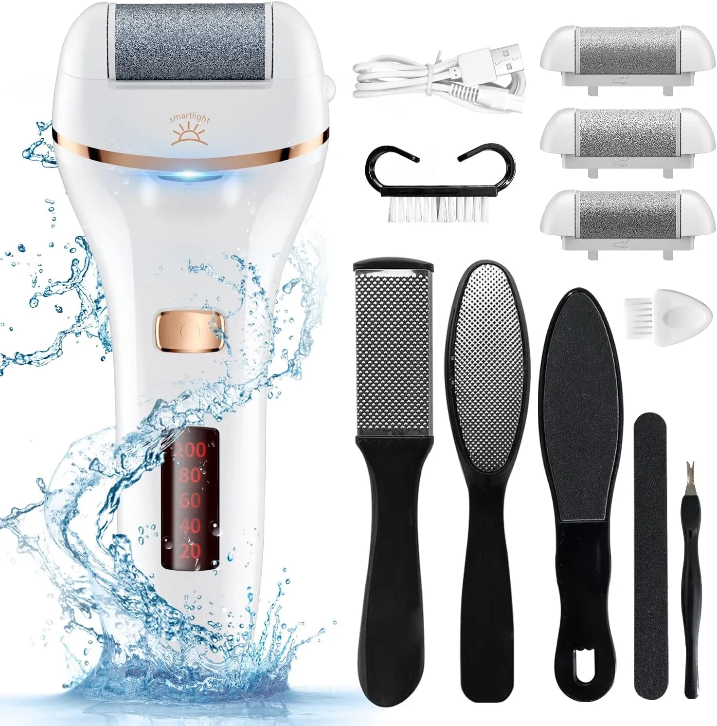 Electric Foot Callus Remover, Rechargeable Portable Electronic Foot File Pedicure Kits, Foot Scrubber File, Professional Foot Care for Dead Skin Ideal Gift