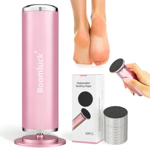 Electric Foot Callus Remover,Upgrade Electric Foot File,Adjustable Speed Foot File Callus Remover with 60 Pcs Sandpaper Discs for Dead,Dry Cracked,Tough Skin and Calluses(Pink)