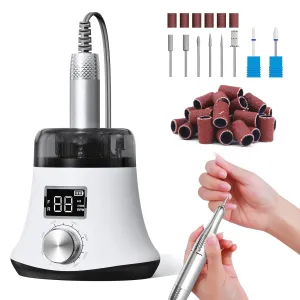 Electric Nail Drill Professional: 35000 RPM Portable Rechargeable Electric Nail Drill Kit Nail File with LED Display for Acrylic Nails for Salon Home