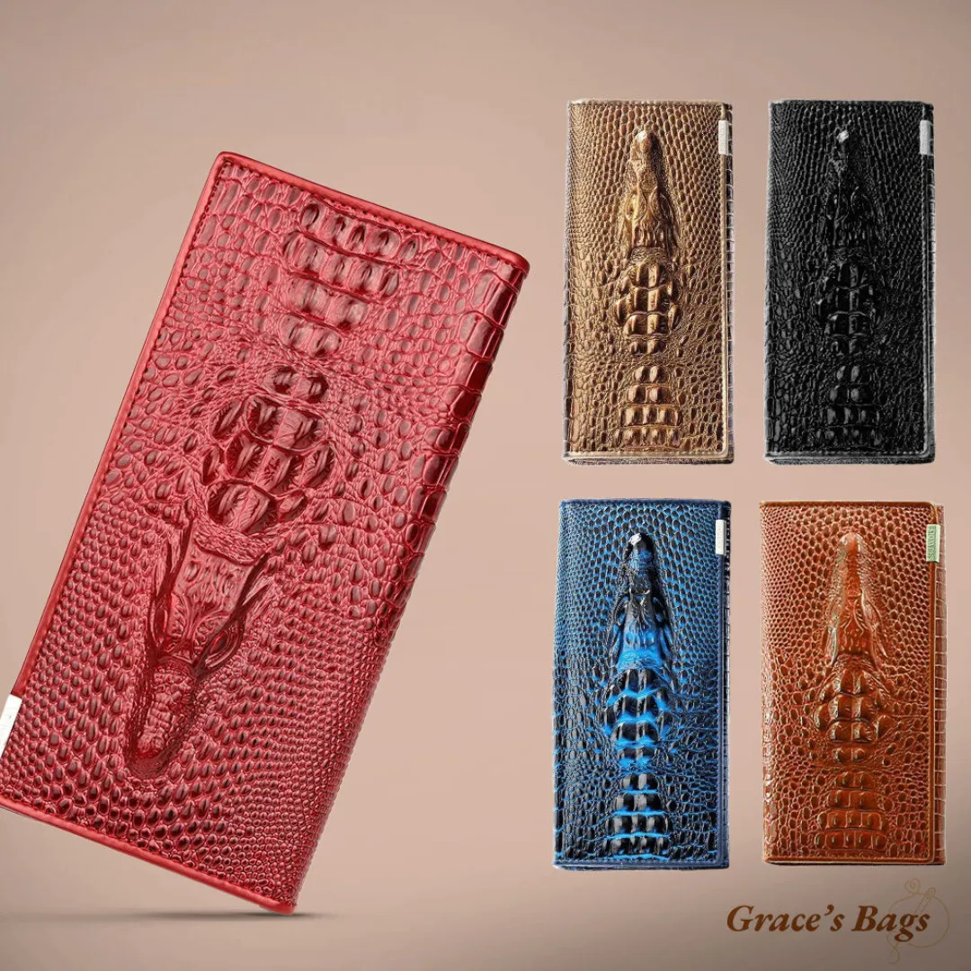 Elegante RFID-Geldbörse mit Krokodilprägung