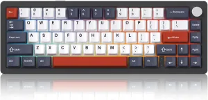 EMB Nabi Series NB1 65% Wireless Mechanical Gaming Keyboard, 66 Keys, CNC Aluminum, RGB, Hot-Swappable, 4600mAh, Milk Linear Switches, Wired/Bluetooth/2.4G (Black/Blue)
