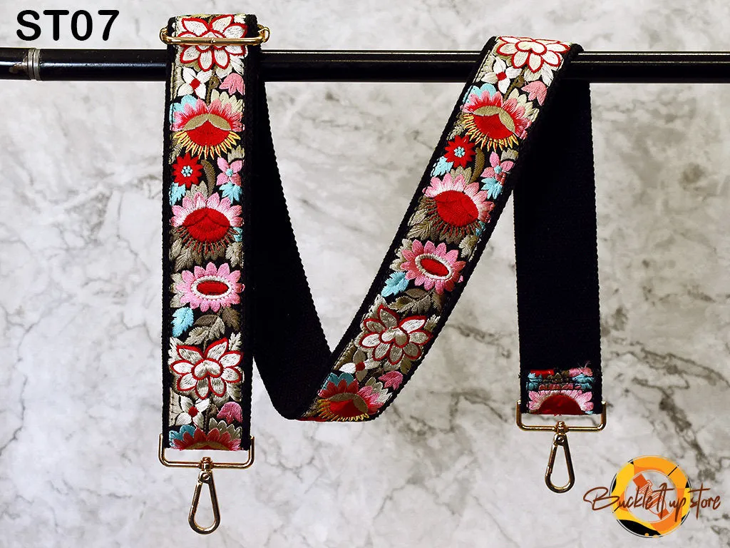 Embroidered Purse Strap Crossbody Strap for Purses Boho Bags Strap Embroidery Replacement Strap Boho Guitar Strap Handbag Strap gift for her