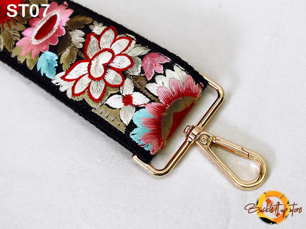 Embroidered Purse Strap Crossbody Strap for Purses Boho Bags Strap Embroidery Replacement Strap Boho Guitar Strap Handbag Strap gift for her