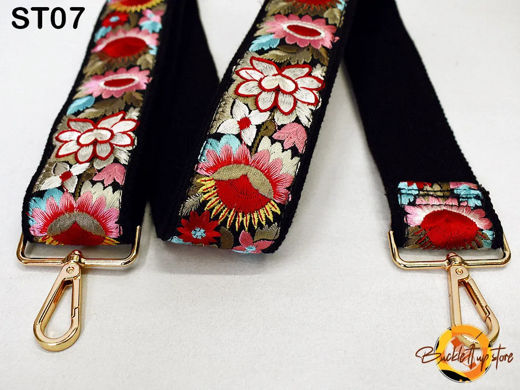 Embroidered Purse Strap Crossbody Strap for Purses Boho Bags Strap Embroidery Replacement Strap Boho Guitar Strap Handbag Strap gift for her