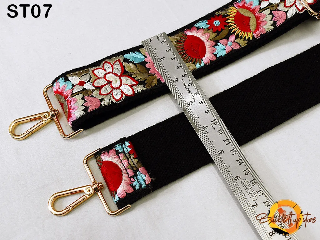 Embroidered Purse Strap Crossbody Strap for Purses Boho Bags Strap Embroidery Replacement Strap Boho Guitar Strap Handbag Strap gift for her