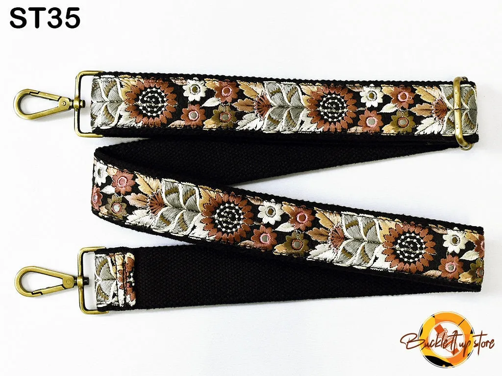 Embroidery Replacement Strap Purse Strap Boho Crossbody Strap for Tote Bags Messenger Handbag Strap Embroidered Guitar Strap Gift for Sister