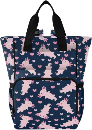 Emelivor Cute Cartoon Axolotl Diaper Bag Backpack Large Capacity Multifunction Baby Bag Backpack for Boy Girl Unisex Baby Women Travel
