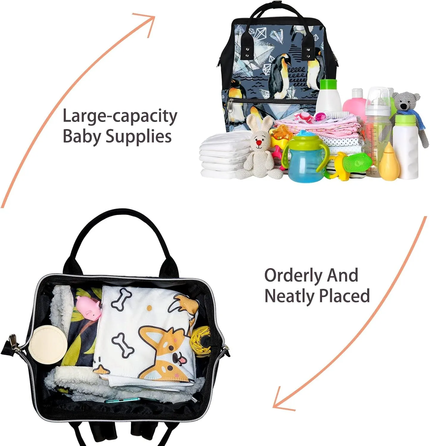 Emperor Penguin Watercolor Arctic Diaper Bag Backpack Waterproof Backpack Baby Nappy Changing Bag for Travel Large Capacity Durable and Stylish for Woman