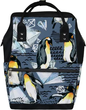 Emperor Penguin Watercolor Arctic Diaper Bag Backpack Waterproof Backpack Baby Nappy Changing Bag for Travel Large Capacity Durable and Stylish for Woman