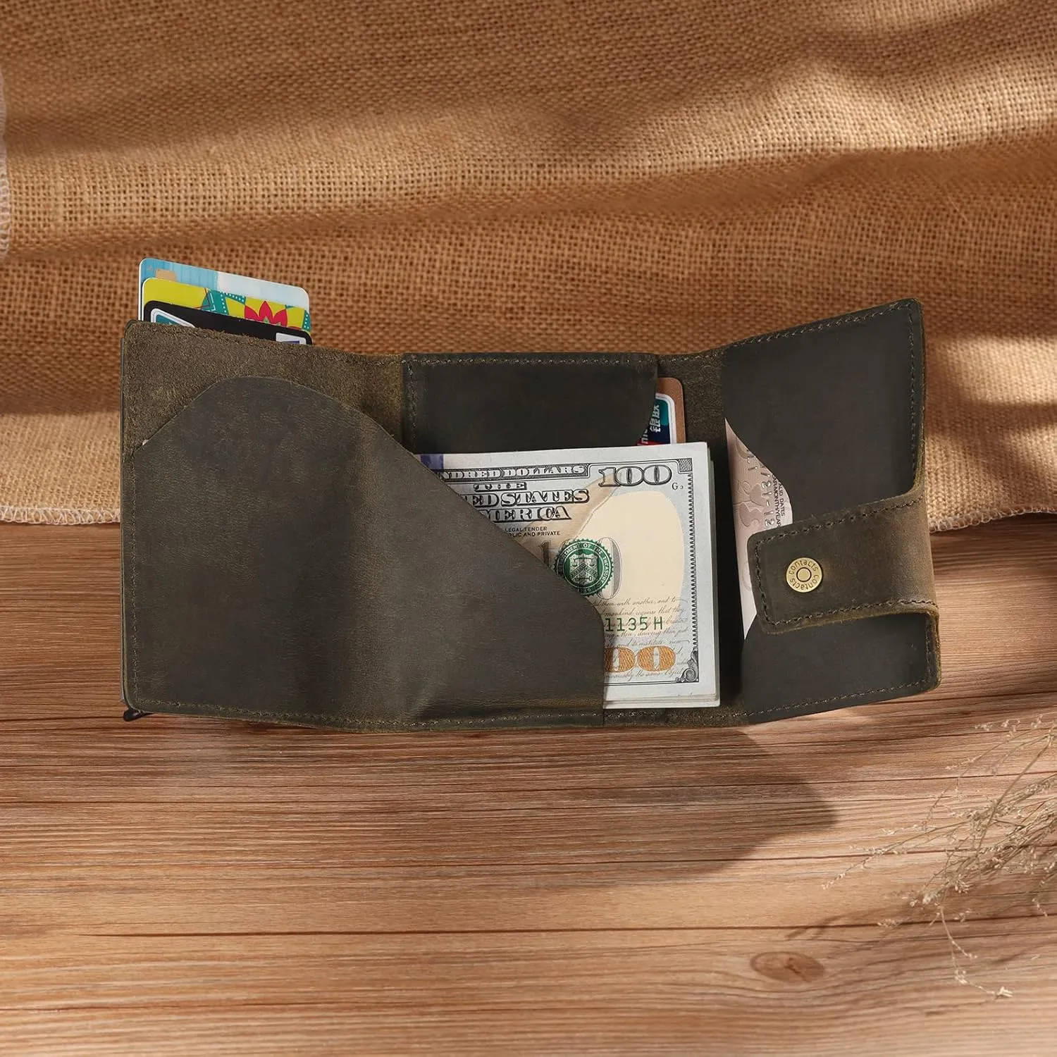 Engraved Leather Front Pocket Wallet,Custom Picture & Name Minimalist Card Case Wallet,Credit Card Holders Personalized Gifts for Women Men Dad Son