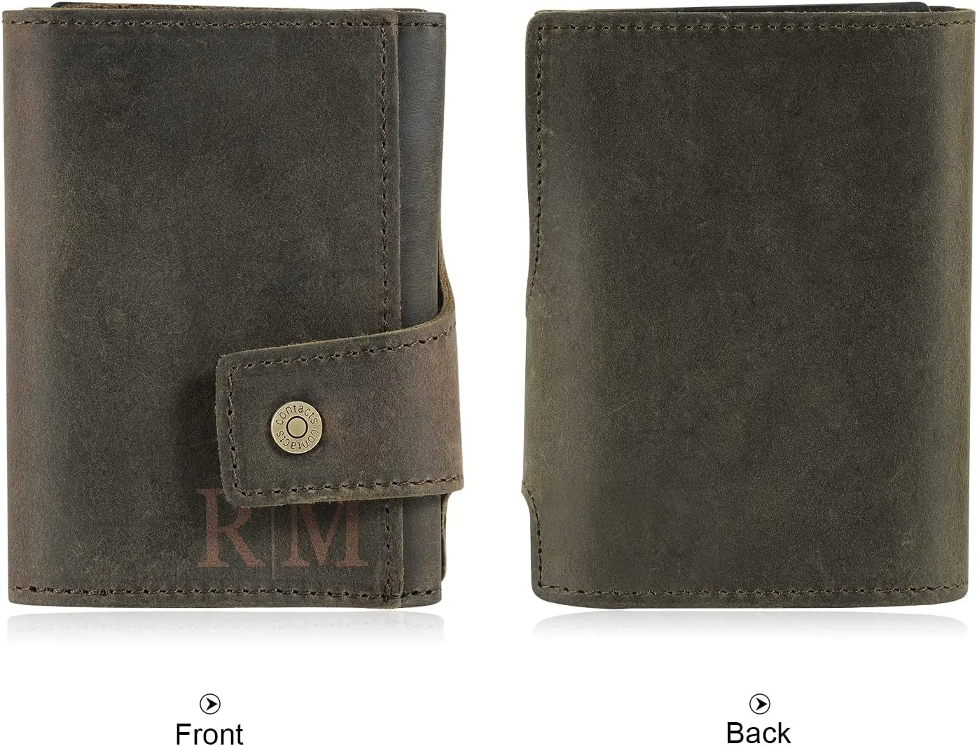 Engraved Leather Front Pocket Wallet,Custom Picture & Name Minimalist Card Case Wallet,Credit Card Holders Personalized Gifts for Women Men Dad Son