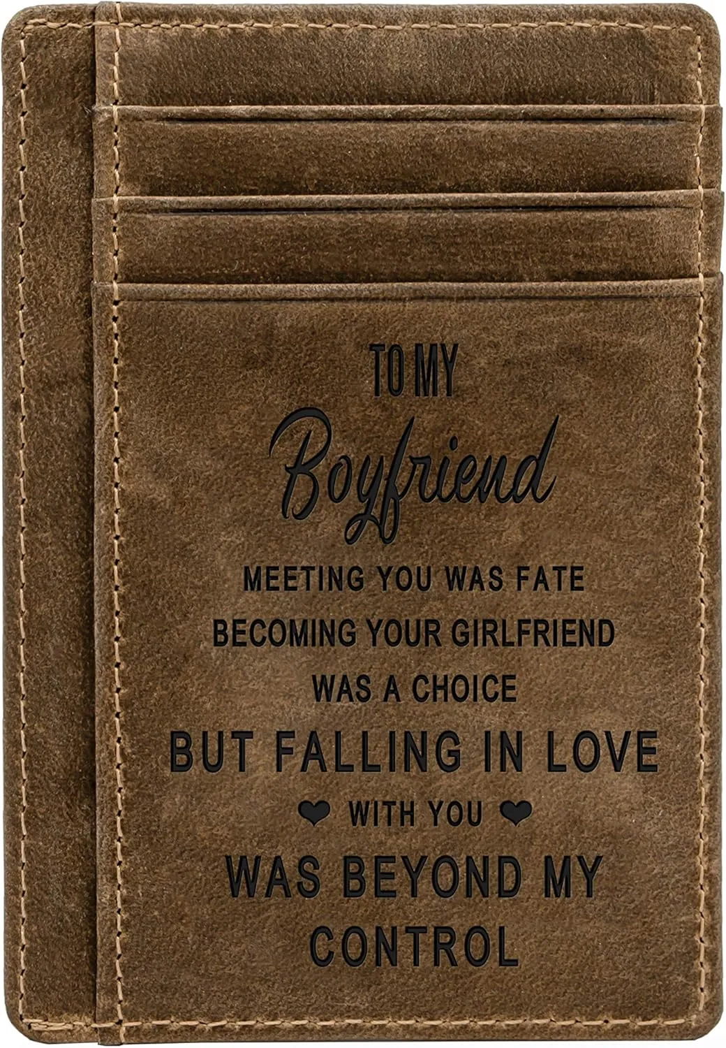 Engraved Pocket Wallet For Men,Personalized Minimalist Slim Leather Pocket Wallet for Husband Son Birthday Christmas