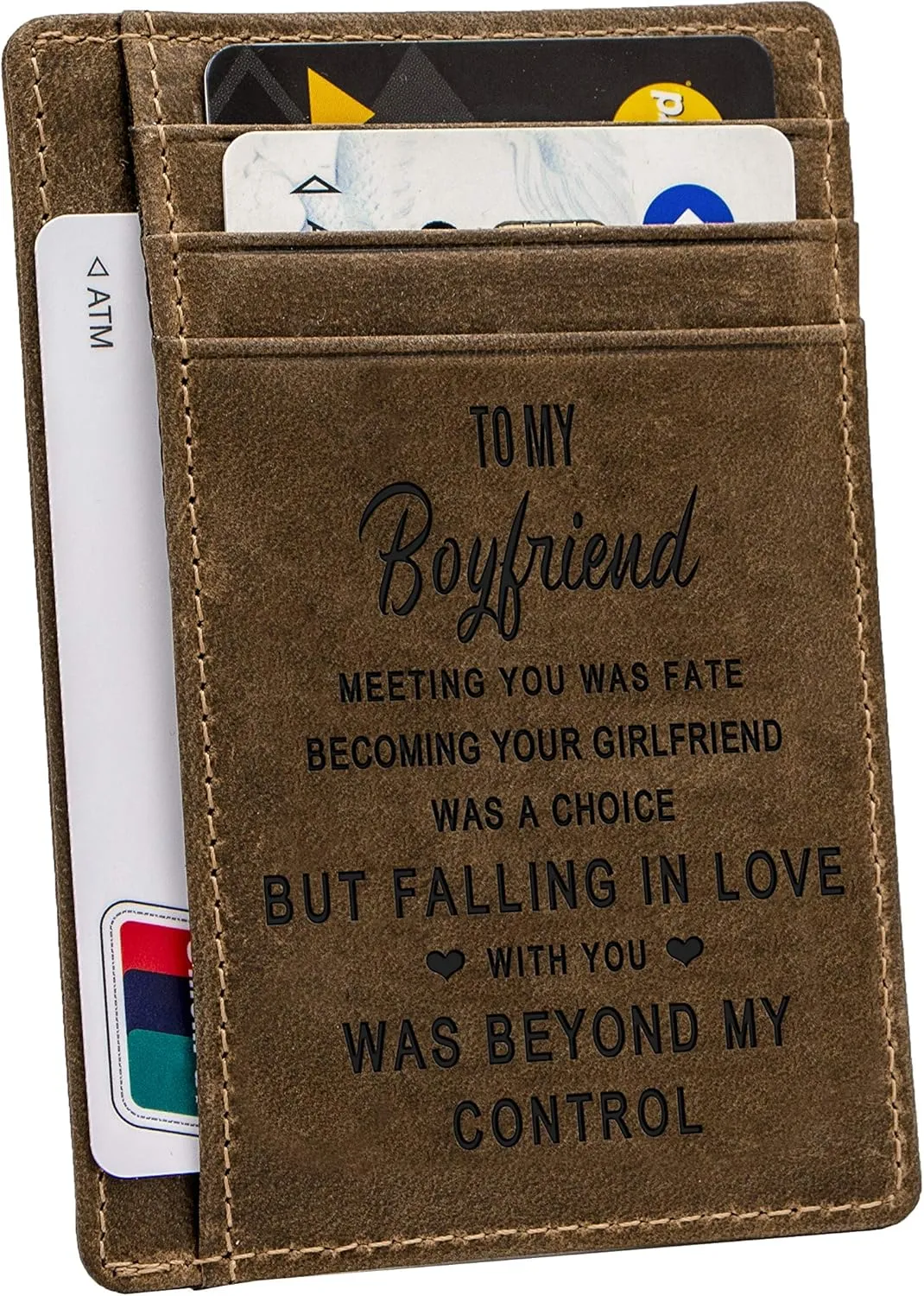 Engraved Pocket Wallet For Men,Personalized Minimalist Slim Leather Pocket Wallet for Husband Son Birthday Christmas