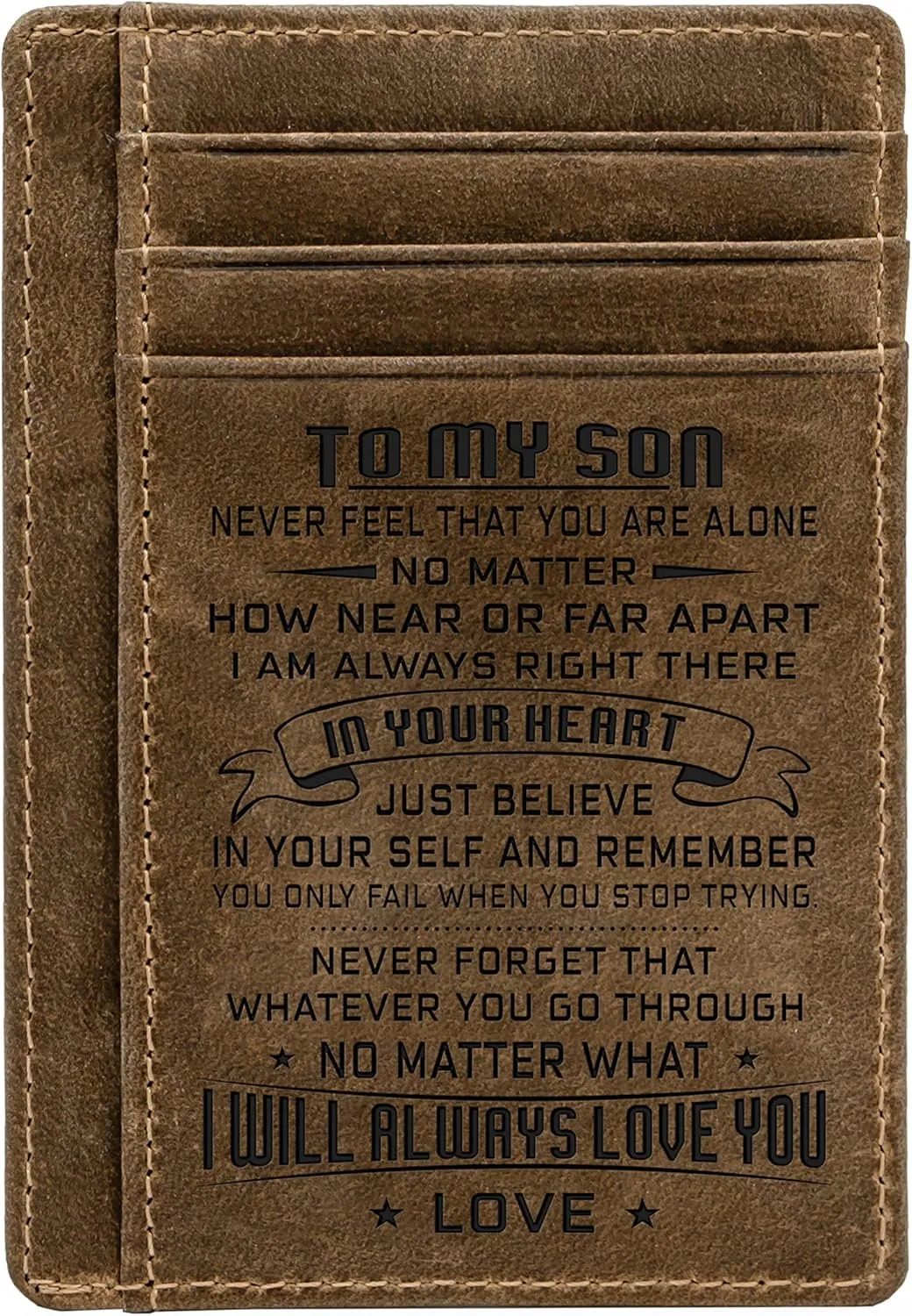 Engraved Pocket Wallet For Men,Personalized Minimalist Slim Leather Pocket Wallet for Husband Son Birthday Christmas