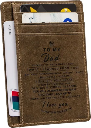 Engraved Pocket Wallet For Men,Personalized Minimalist Slim Leather Pocket Wallet for Husband Son Birthday Christmas