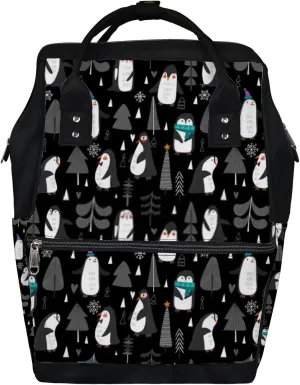 Enguin Standing Black Diaper Bag Backpack Waterproof Backpack Baby Nappy Changing Bag for Travel Large Capacity Durable and Stylish for Woman