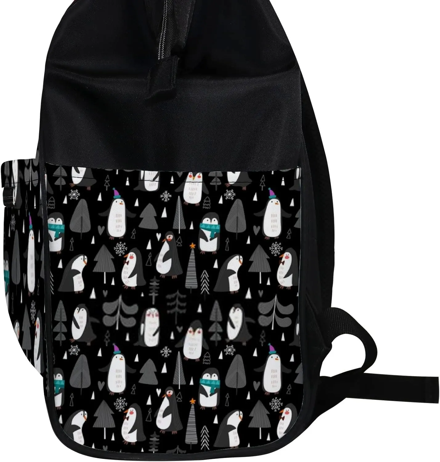 Enguin Standing Black Diaper Bag Backpack Waterproof Backpack Baby Nappy Changing Bag for Travel Large Capacity Durable and Stylish for Woman