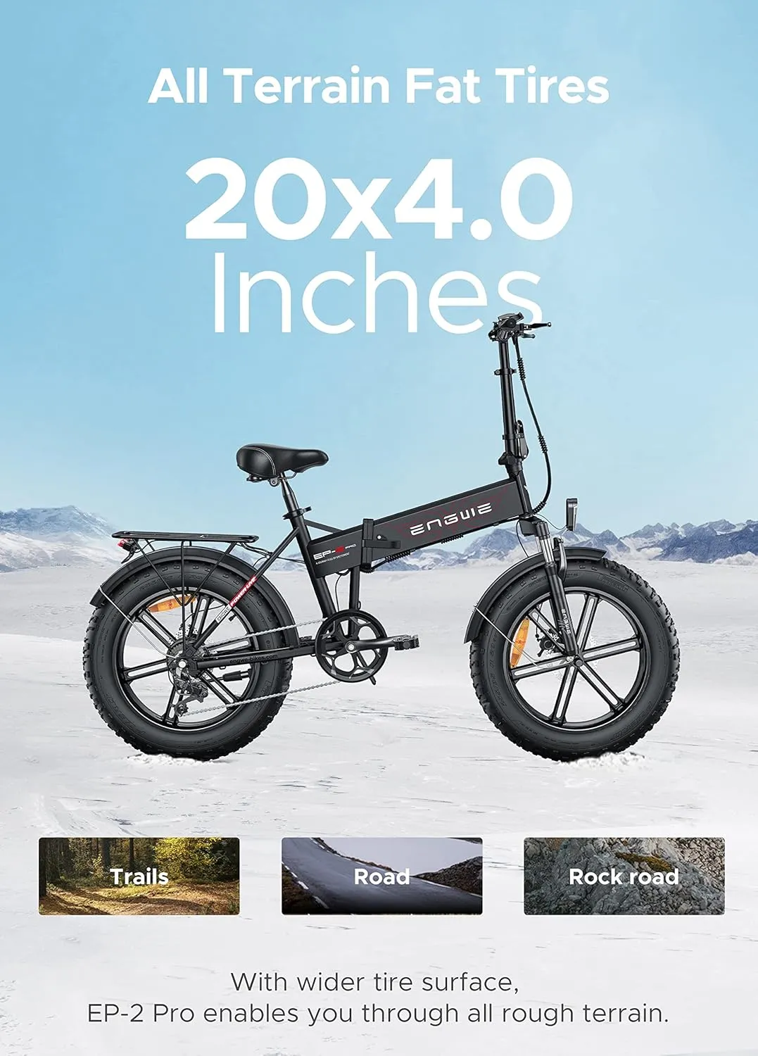 ENGWE EP-2 Pro Electric Bike 960W (Peak) Folding Ebike for Adults with 48V13A Battery Range 75Mile - 20" 4.0 Fat Tire Electric Bicycle, 7 Speed Gear E-Bike All Terrain