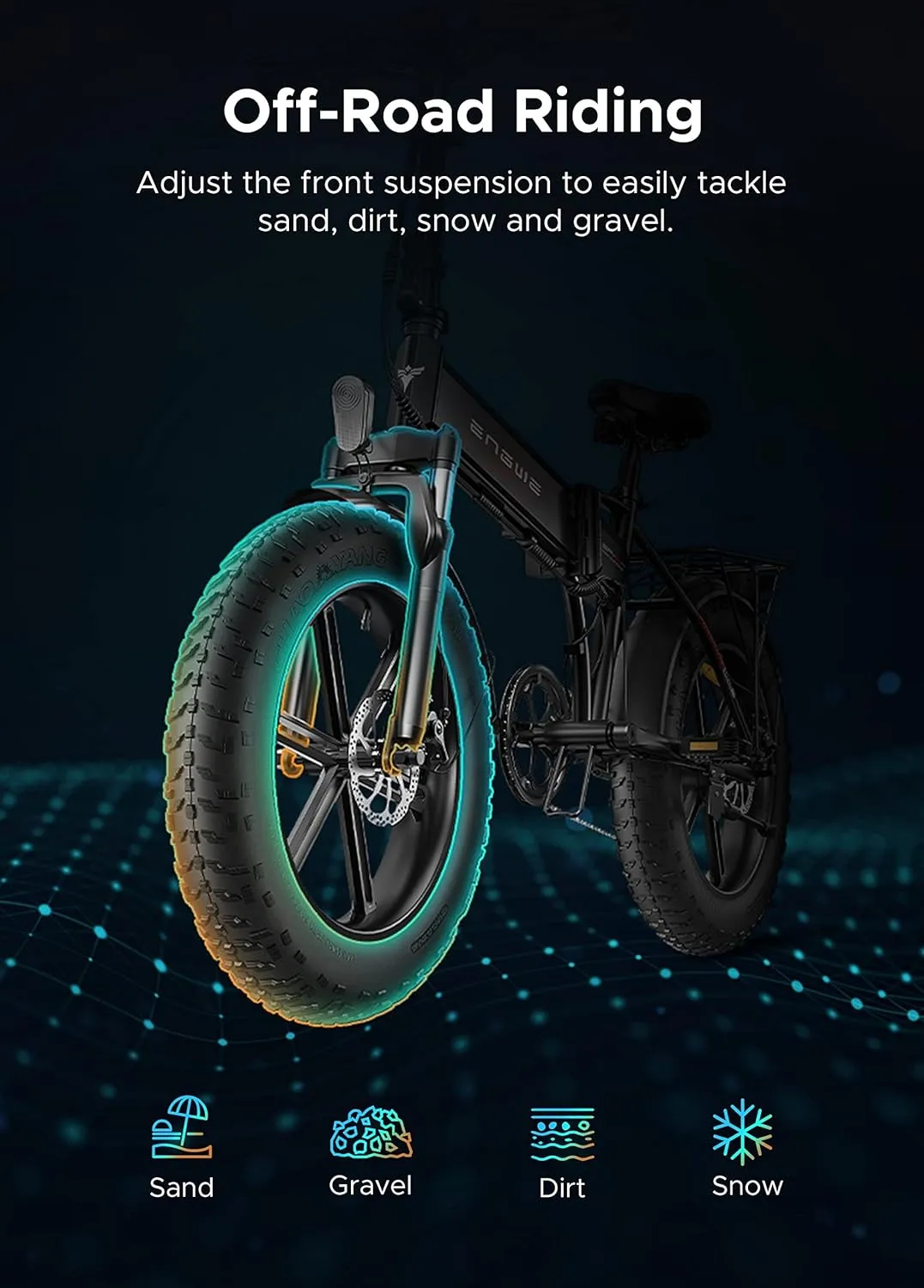 ENGWE EP-2 Pro Electric Bike 960W (Peak) Folding Ebike for Adults with 48V13A Battery Range 75Mile - 20" 4.0 Fat Tire Electric Bicycle, 7 Speed Gear E-Bike All Terrain