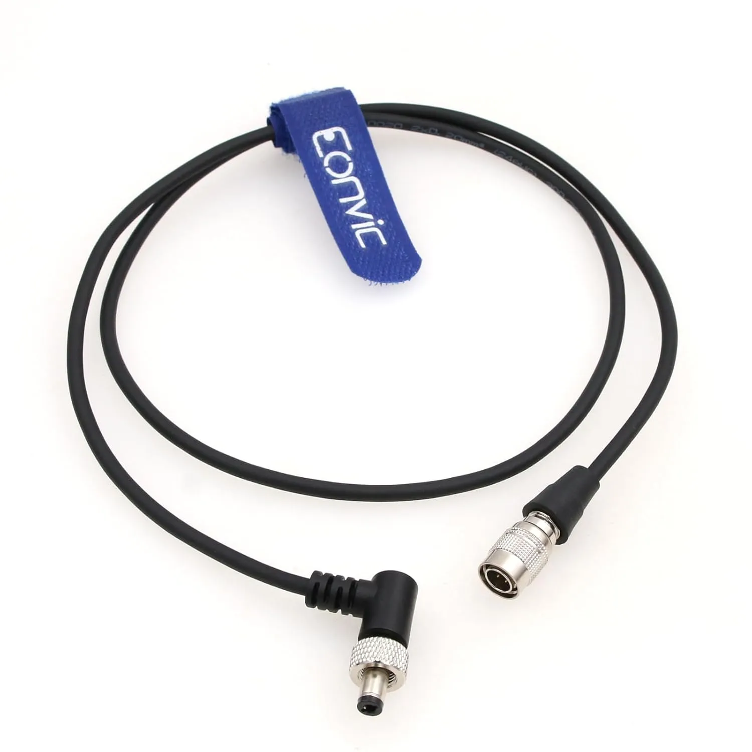 Eonvic Hirose 4 Pin Male for Sony F5 F55 Camera to Locking 2.1mm DC Right Angle Output Power Cable for Lectrosonics SR receivers Video Devices PIX-E5 E5H E7 Monitor (80CM)