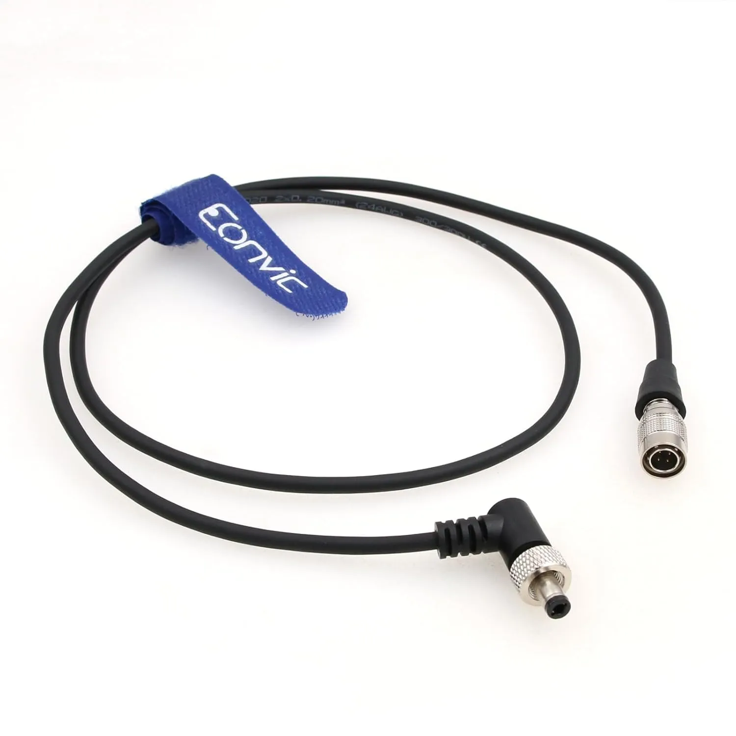 Eonvic Hirose 4 Pin Male for Sony F5 F55 Camera to Locking 2.1mm DC Right Angle Output Power Cable for Lectrosonics SR receivers Video Devices PIX-E5 E5H E7 Monitor (80CM)