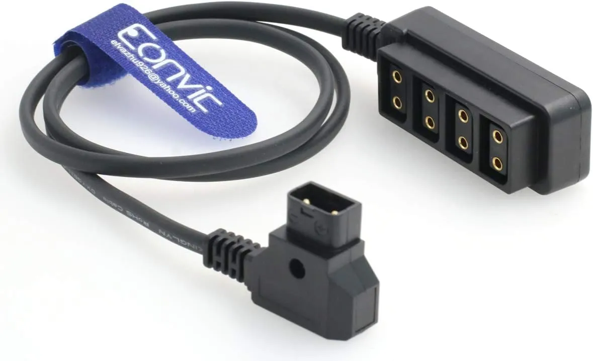 Eonvic Male D-tap B to 4-Port Female D-Tap P-Tap Hub Adapter Splitter for ARRI RED Cameras TILTA Steadicam IDX Battery (Straight Cable)