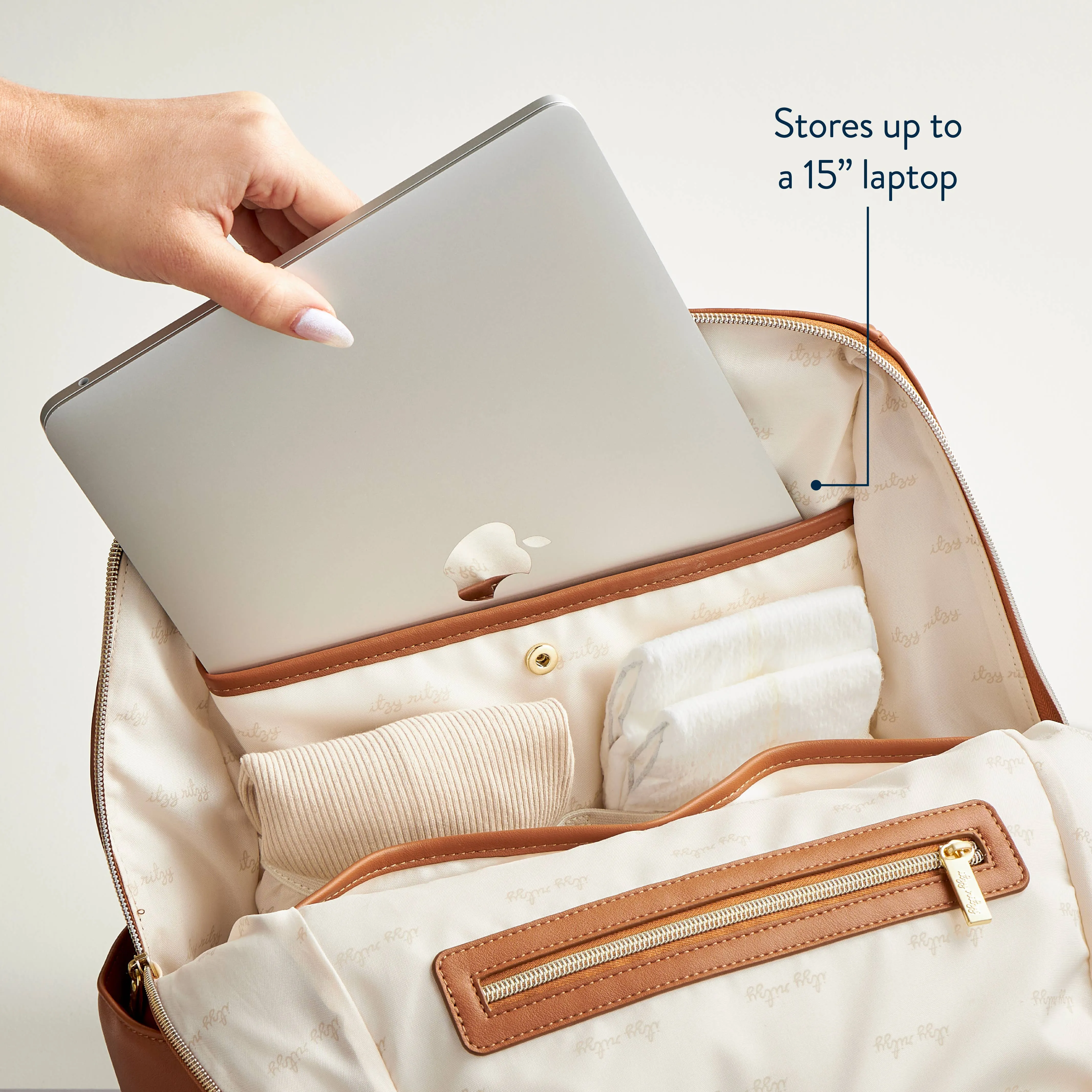 Eras Backpack™ Diaper Bag: Cognac