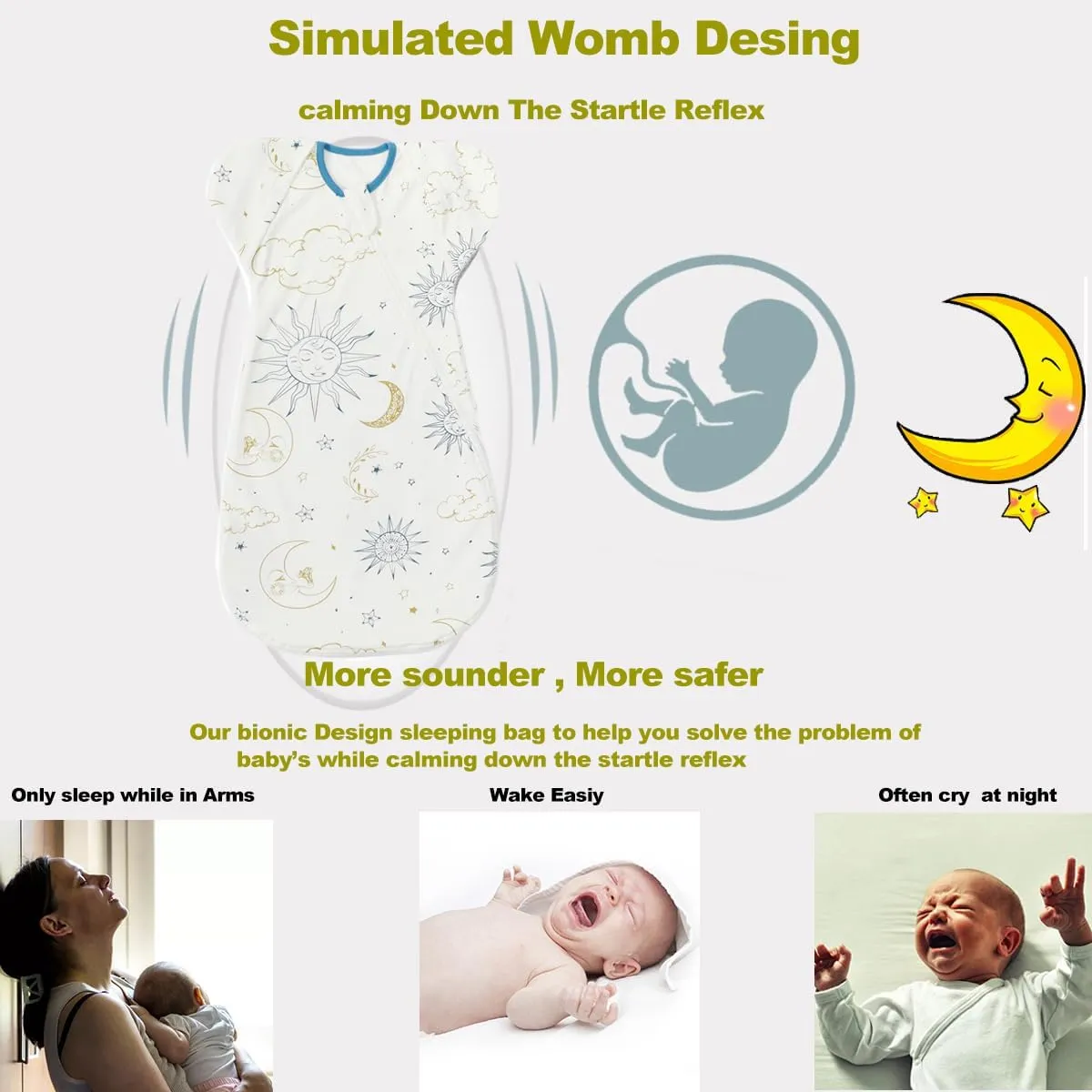 Eray Baby Zipper Swaddle Transitonal Sleep Sack 3-6Months Infant Sleeping Bag Wearable Blanket Sleepwear