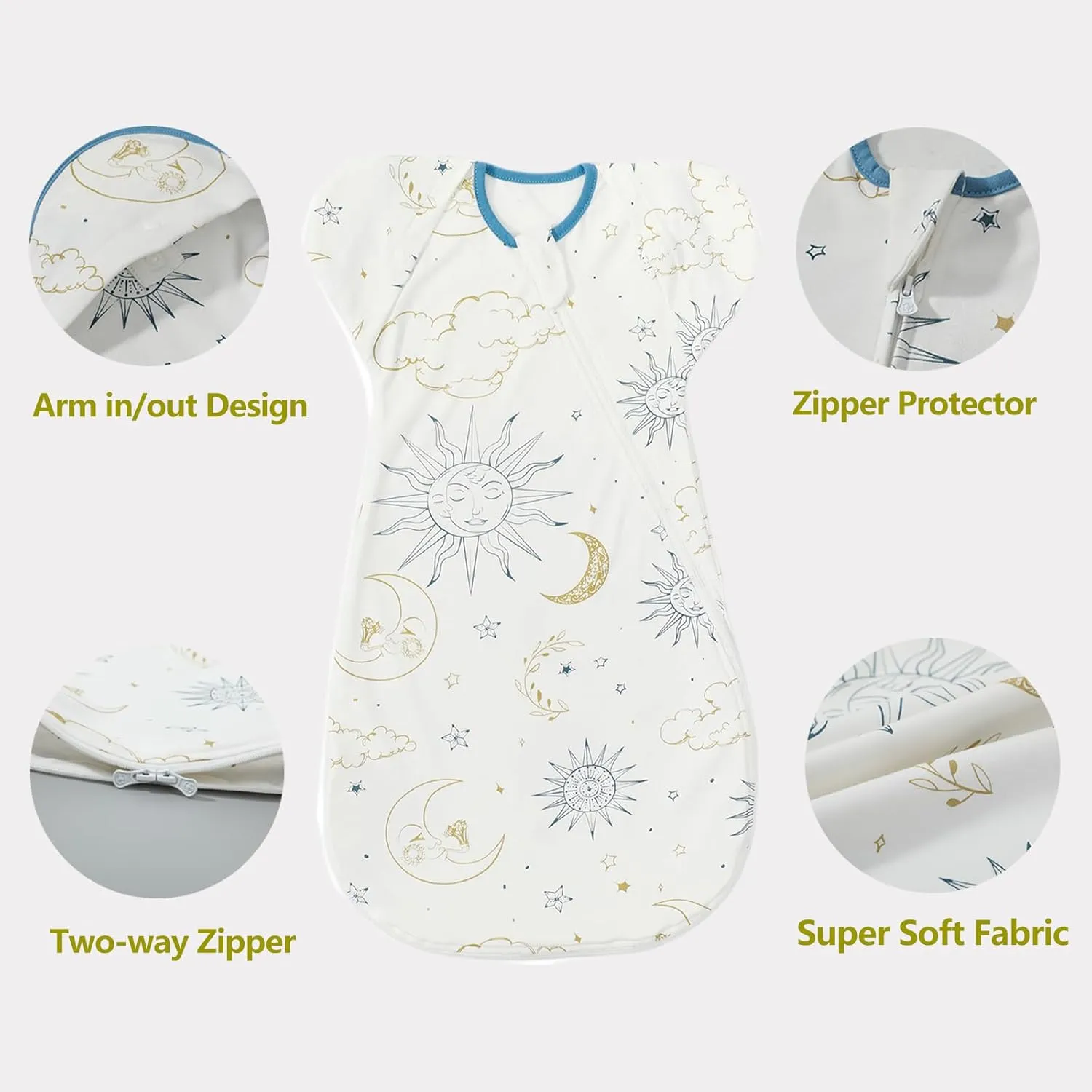 Eray Baby Zipper Swaddle Transitonal Sleep Sack 3-6Months Infant Sleeping Bag Wearable Blanket Sleepwear