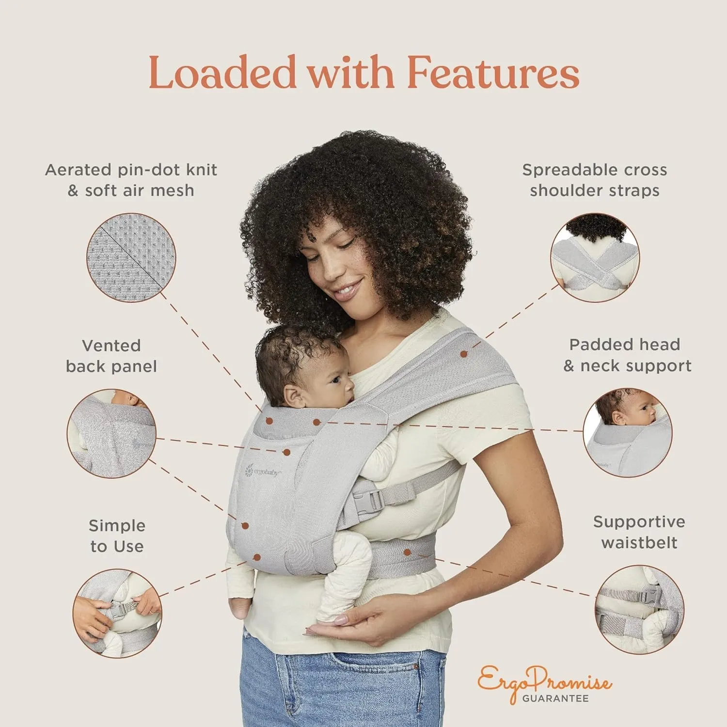 Ergobaby Embrace Cozy Newborn Essentials Baby Carrier Wrap (7-25 Pounds), Soft Air Mesh, Blue