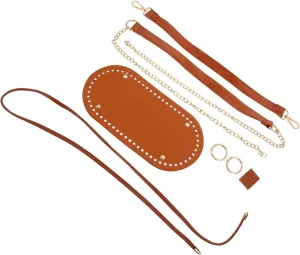 ERINGOGO DIY Rattan Bucket Bag Kit Washable Woven Backpack Material Cross Body Bag Making Set Brown Craft Kit