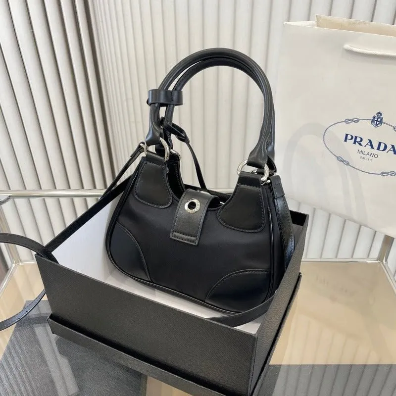 ESMEE - Moon Re-Nylon And Leather Bag Black