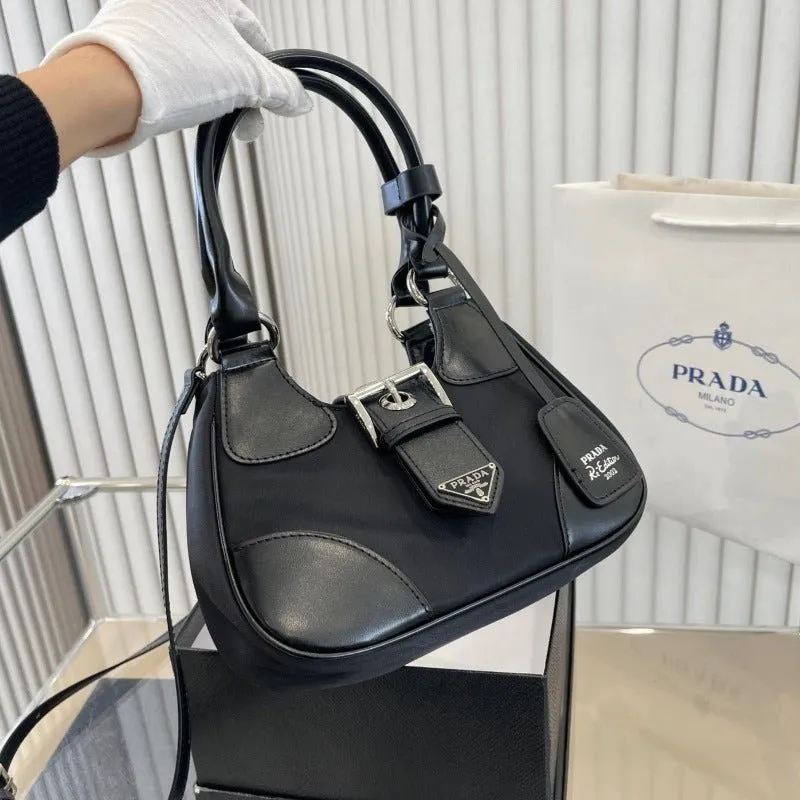 ESMEE - Moon Re-Nylon And Leather Bag Black