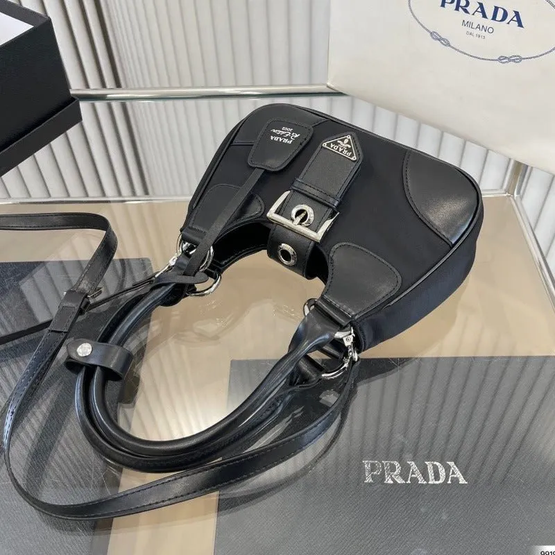 ESMEE - Moon Re-Nylon And Leather Bag Black