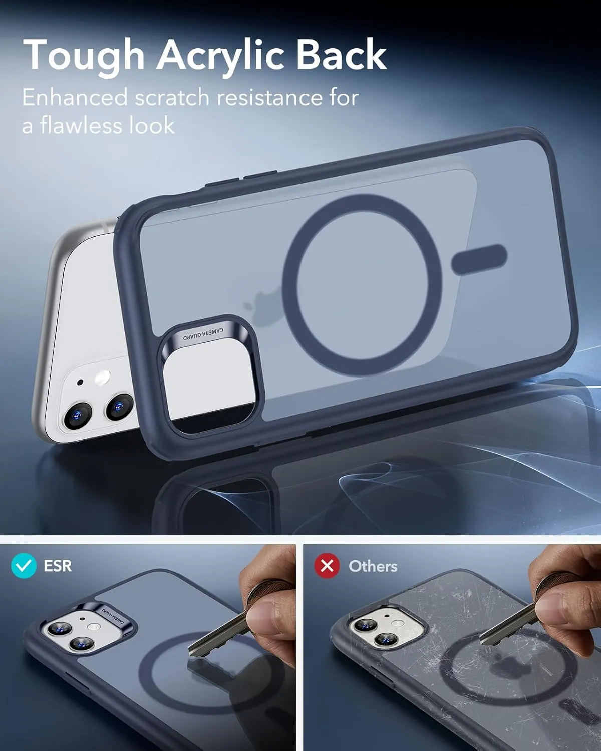 ESR for iPhone 11 Case, Compatible with MagSafe, Shockproof Military-Grade Protection, Magnetic Phone Case for iPhone 11 Case, Frosted Blue