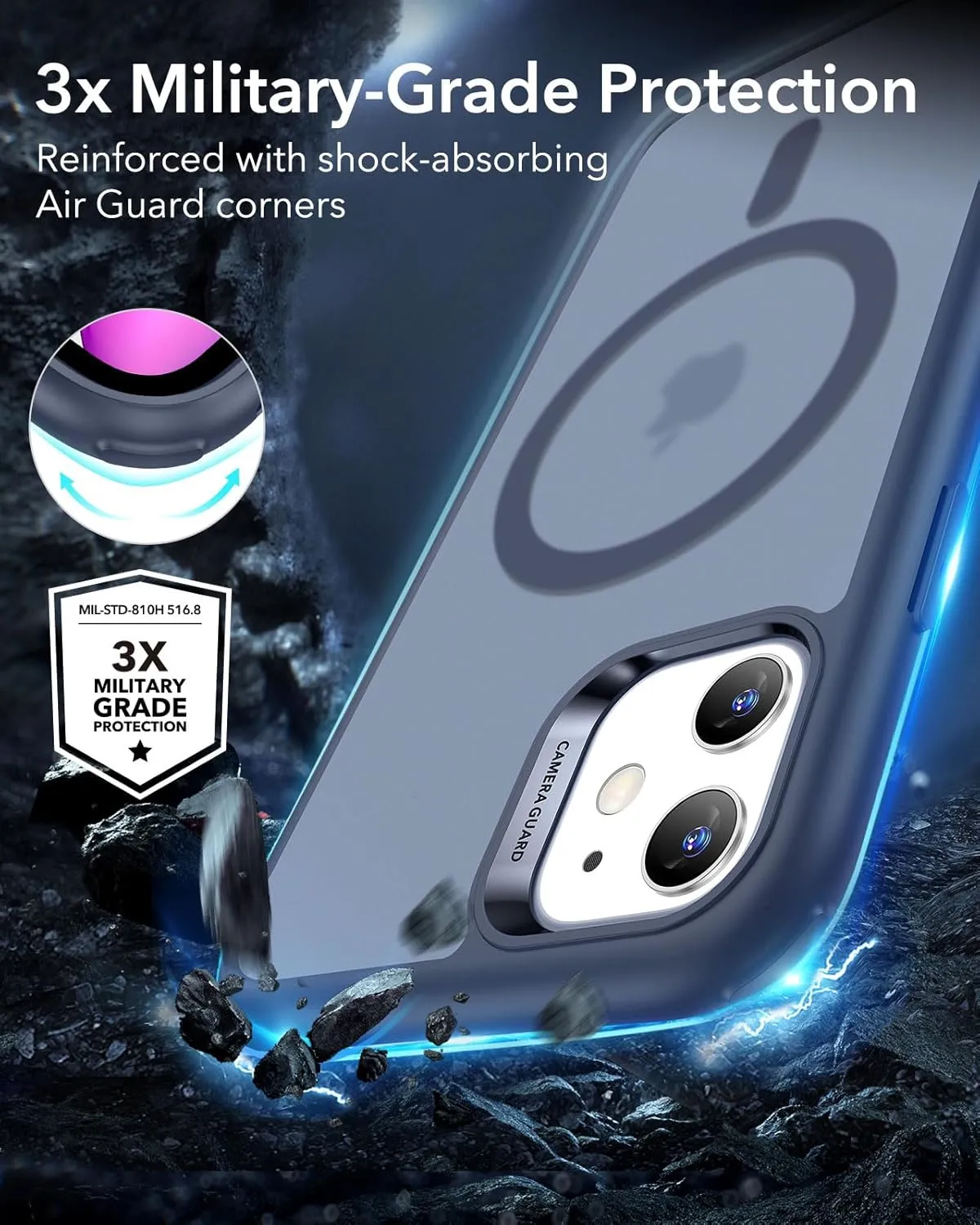 ESR for iPhone 11 Case, Compatible with MagSafe, Shockproof Military-Grade Protection, Magnetic Phone Case for iPhone 11 Case, Frosted Blue
