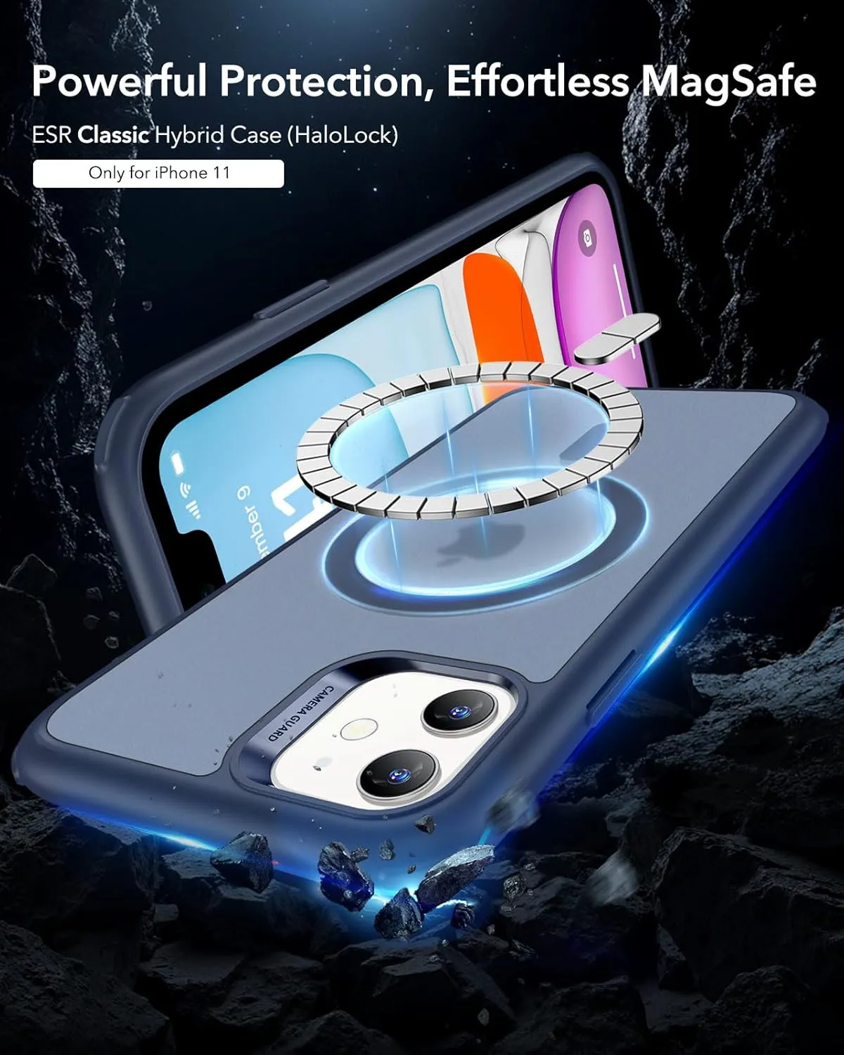 ESR for iPhone 11 Case, Compatible with MagSafe, Shockproof Military-Grade Protection, Magnetic Phone Case for iPhone 11 Case, Frosted Blue
