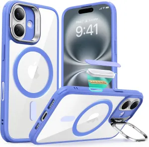 ESR for iPhone 16 Case, Camera Control Button Compatible with MagSafe, Military-Grade Protective Case, Built-in Stash Stand Phone Case, Scratch-Resistant Back Cover, Classic Series, Clear Blue