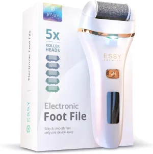 Essy Electric Foot Callus Remover Foot File Electric Callus Remover for Feet Electric Foot Filer Dead Skin Remover for Feet Callous Remover Tool Electric Pedicure (White Pearl Gold)