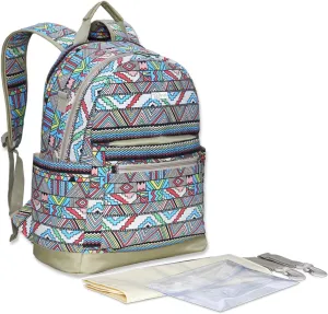 Ethnic Diaper Bag Backpack Large Capacity Travel Nappy Changing Bag Mummy Bag with Changing Mat & Stroller Straps(Maya Red)